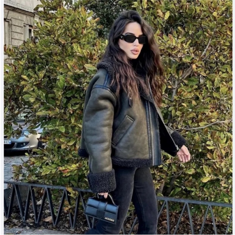Zara shearling aviator jacket